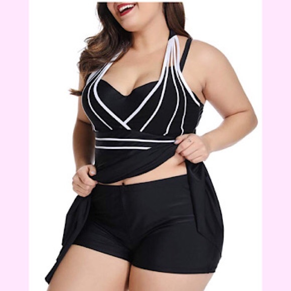 🆕Halter Plus Size Two Piece Swimsuit Tankini Set - Picture 2 of 4